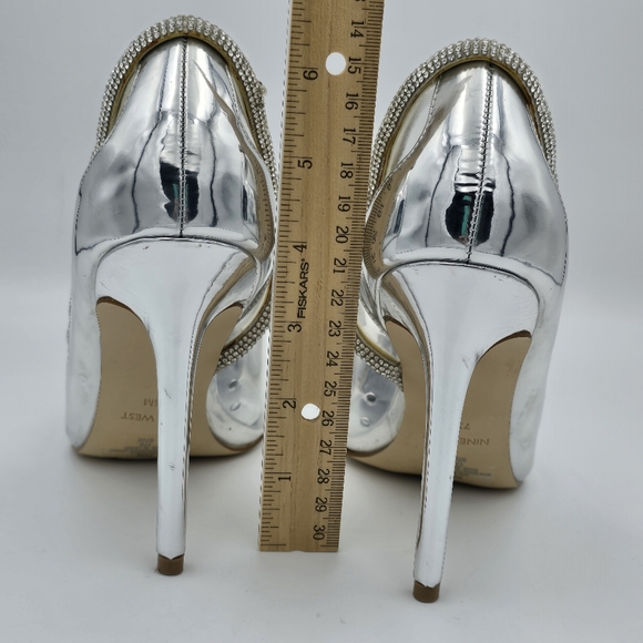 Nine West Finna3 Closed-Toe Pumps, Sparkly Silver, Women's 7.5M - Picture 10 of 16